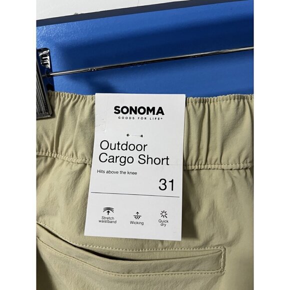 Sonoma Outdoor Cargo Shorts, Stretch Waistband, Belt Beige, HIKING, BACK COUNTRY - Picture 8 of 9